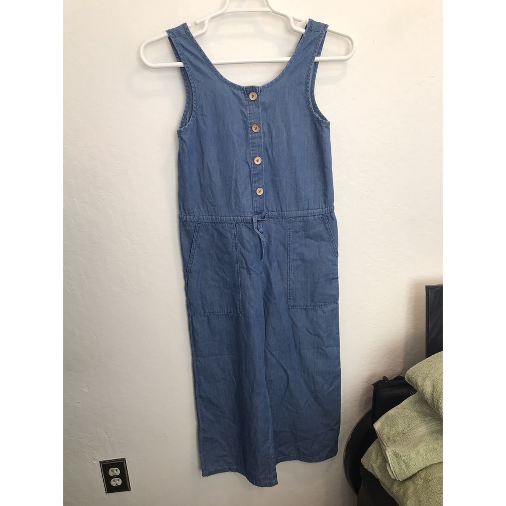 Zara Kids Girls Blue Chambray Denim Jumpsuit Sleeveless Size 11-12 NWT